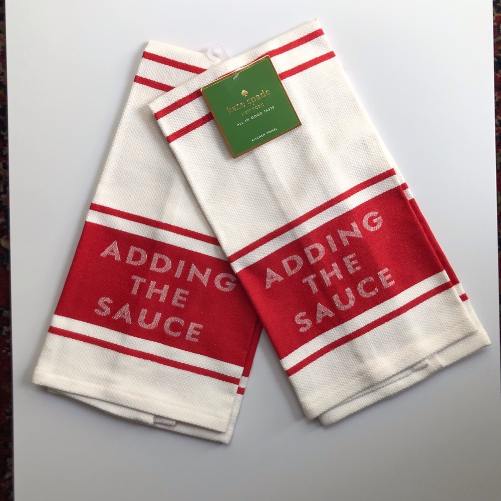 NEW Kate Spade Adding the Sauce Kitchen Towel Set